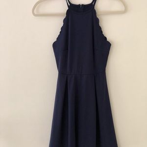 Navy Scalloped Formal Dress, Worn Once